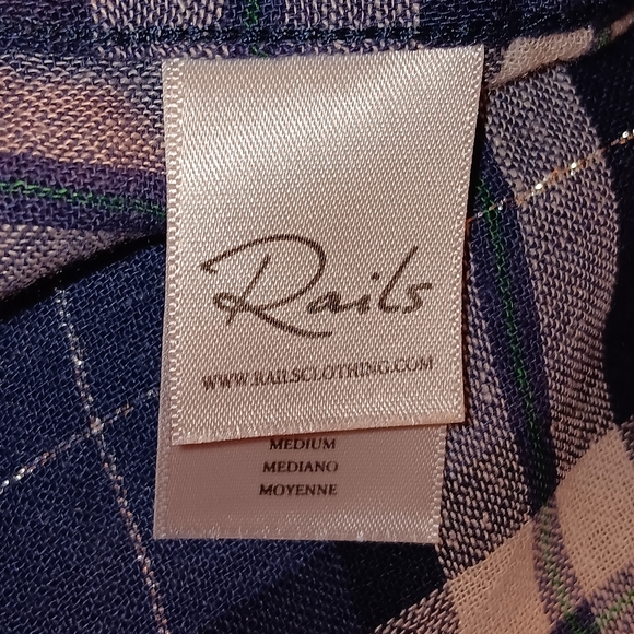 Rails blue and white plaid tie front blouse. - Picture 7 of 8